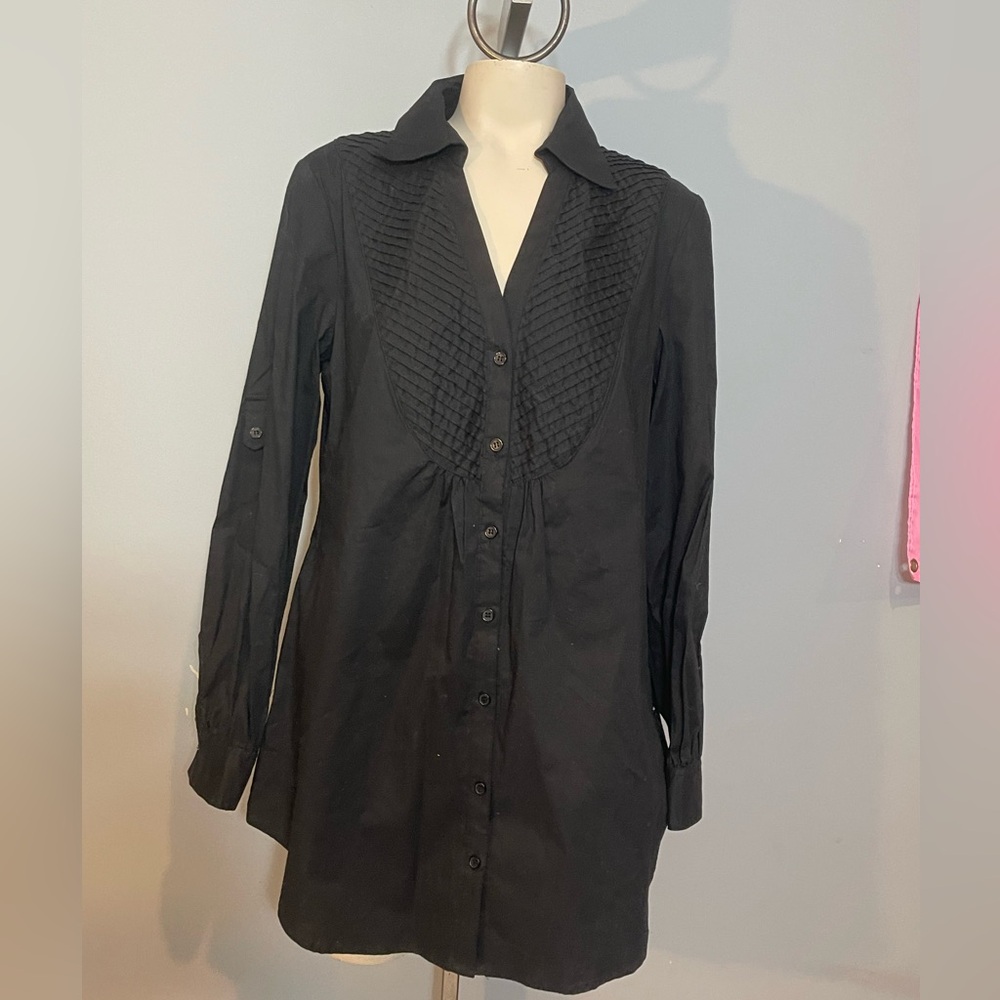 Spense black long sleeve tunic blouse 1/4 button NWT woman’s size Medium